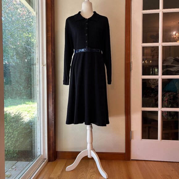 VTG 90s Liz Claiborne Wool Blend Midi Sweater Dress Ribbed Knit Long Sleeve M - Picture 7 of 13